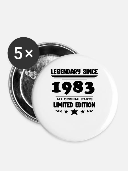1983 - Buttons mittel 32 mm (5er Pack) - Weiß