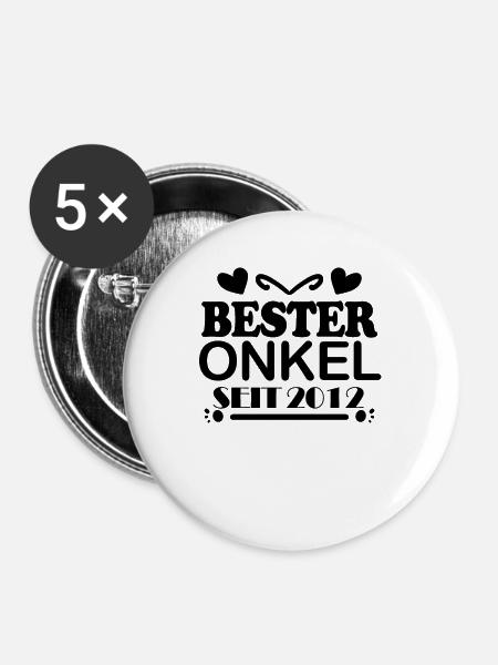 Bester Onkel seit 2012 - Buttons mittel 32 mm (5er Pack) - Weiß
