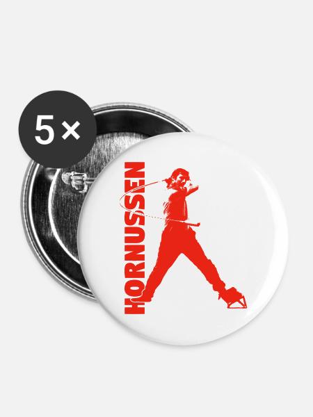 Hornussen - Buttons mittel 32 mm (5er Pack) - Weiß