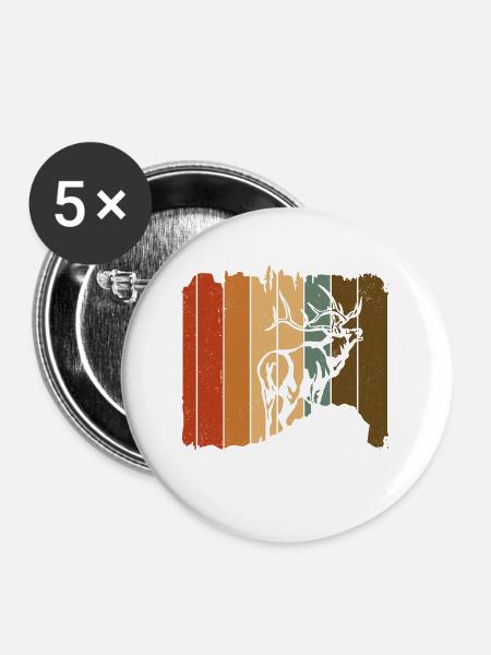 Elch - Buttons mittel 32 mm (5er Pack) - Weiß