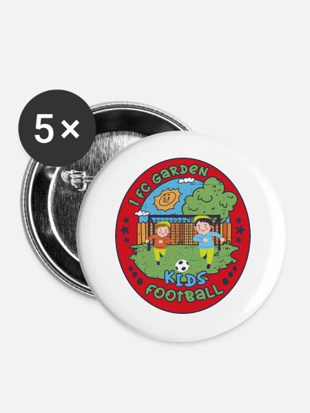 1 FC Garden, Kinderfußball - Buttons mittel 32 mm (5er Pack) - Weiß