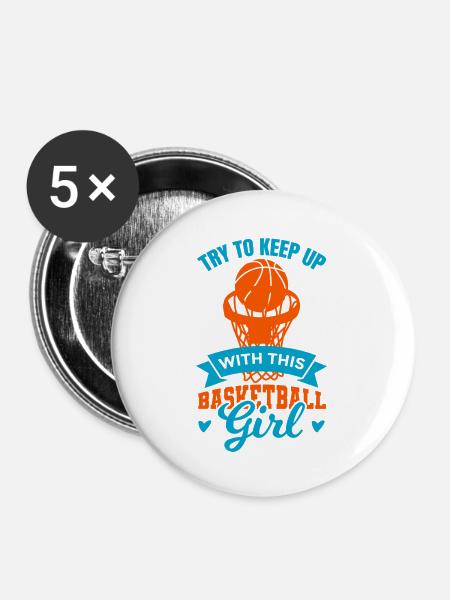 Basketballspielerin - Buttons mittel 32 mm (5er Pack) - Weiß