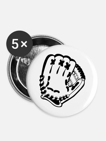 Baseball - Buttons mittel 32 mm (5er Pack) - Weiß
