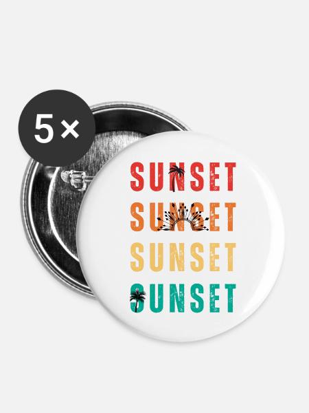 Sunset Palm Gradient Quartett - Buttons mittel 32 mm (5er Pack) - Weiß