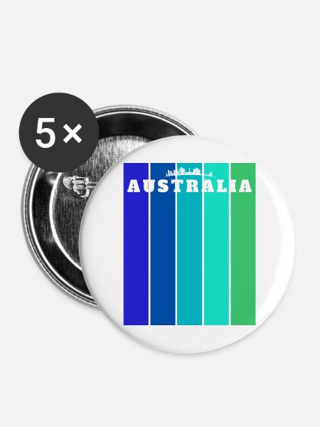 Australia Stripes Skyline - Buttons mittel 32 mm (5er Pack) - Weiß