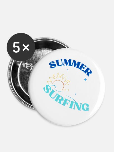 Sunset Surfing Vibes - Buttons mittel 32 mm (5er Pack) - Weiß