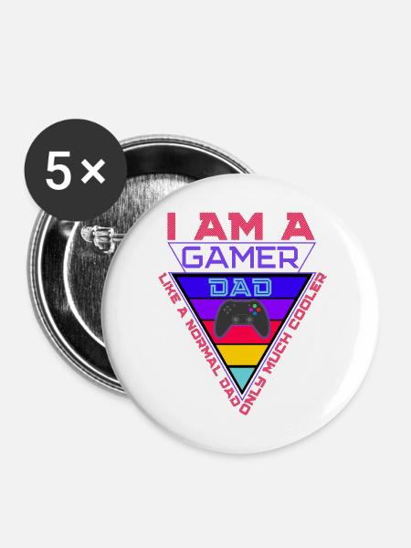 Gamer Dad Triangle Pride - Buttons mittel 32 mm (5er Pack) - Weiß