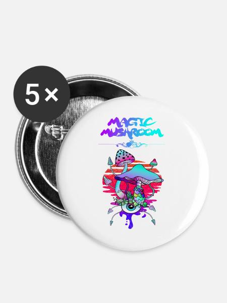 Magic Mushroom Sunset - Buttons mittel 32 mm (5er Pack) - Weiß