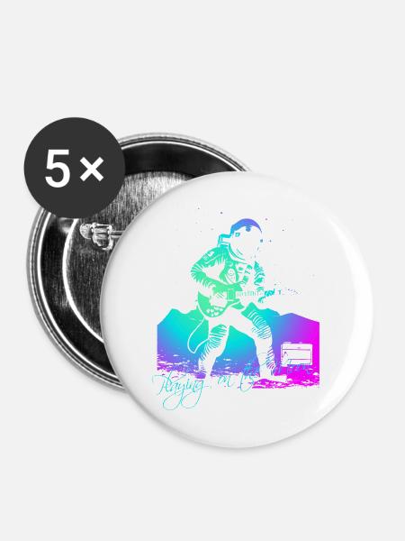 Playing On The Moon - Buttons mittel 32 mm (5er Pack) - Weiß
