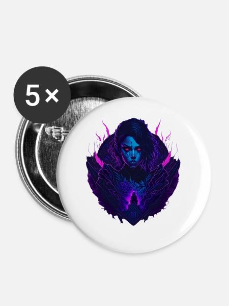 Devil Gothic Seduction Girl - Buttons mittel 32 mm (5er Pack) - Weiß