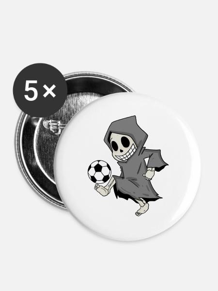 Sensenmann spielt Fußball - Buttons mittel 32 mm (5er Pack) - Weiß