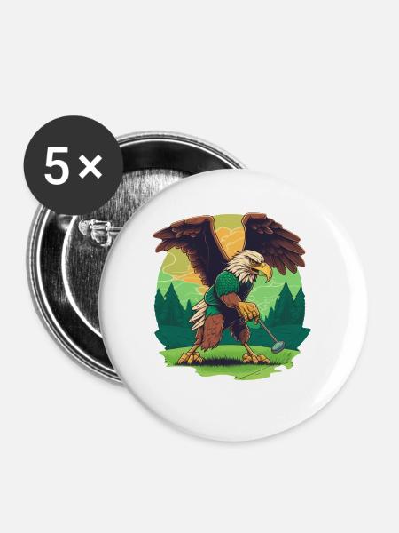 Golfspielender Adler - Buttons mittel 32 mm (5er Pack) - Weiß