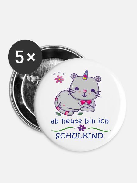 Schulkind Erstklassig Einschulung - Buttons mittel 32 mm (5er Pack) - Weiß