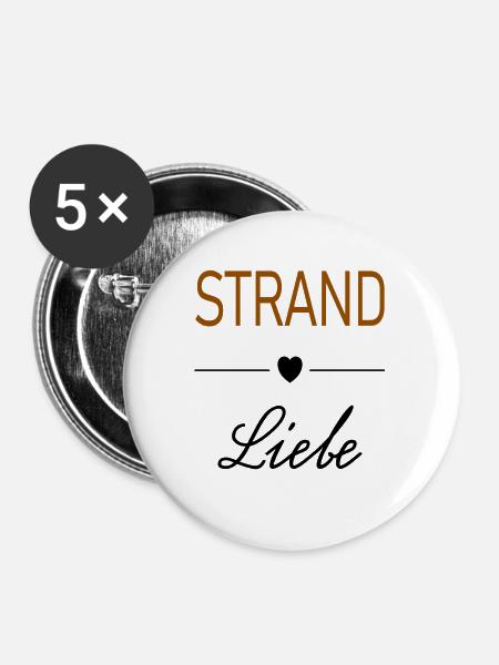 Strand Liebe Herz - Buttons mittel 32 mm (5er Pack) - Weiß