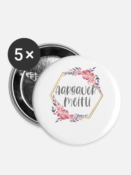 Schweiz Aargauer Mädchen Heimat Geschenk - Buttons mittel 32 mm (5er Pack) - Weiß