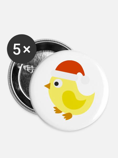 Festliches Weihnachtsküken - Buttons mittel 32 mm (5er Pack) - Weiß