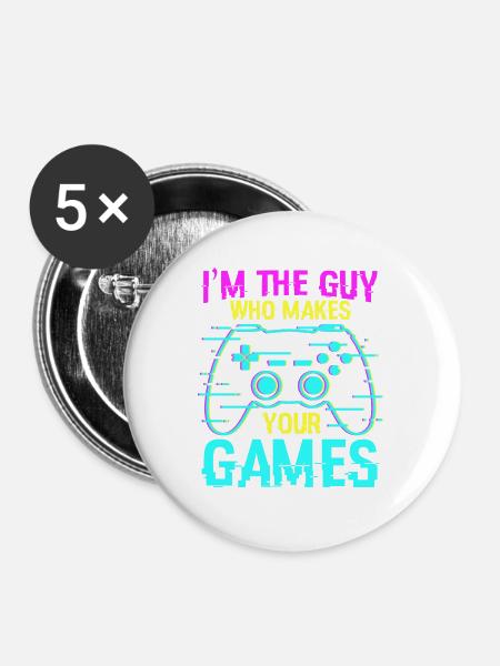 Spielprogrammierer Spruch - Buttons mittel 32 mm (5er Pack) - Weiß