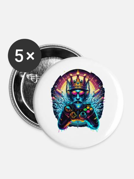 Gaming Throne – Spielkönig - Buttons mittel 32 mm (5er Pack) - Weiß
