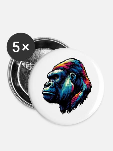 Gorilla - Buttons mittel 32 mm (5er Pack) - Weiß