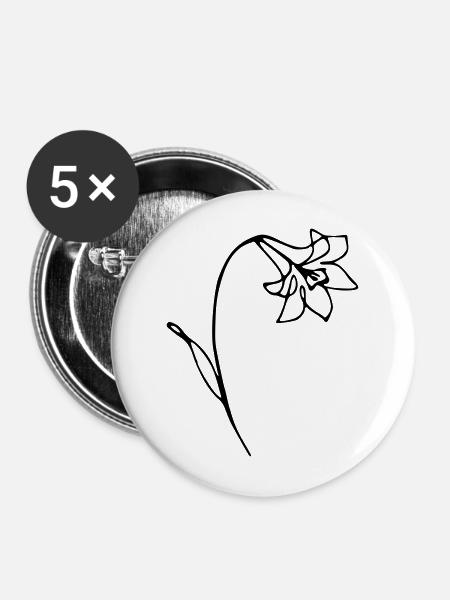 Narzisse - Buttons mittel 32 mm (5er Pack) - Weiß