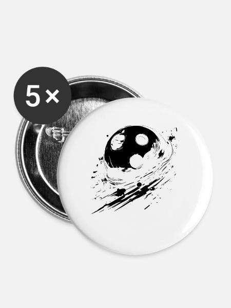Bowlingkugel Skizze - Buttons mittel 32 mm (5er Pack) - Weiß