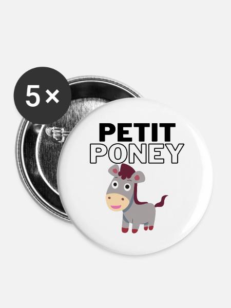 Kleines Pony - Buttons mittel 32 mm (5er Pack) - Weiß