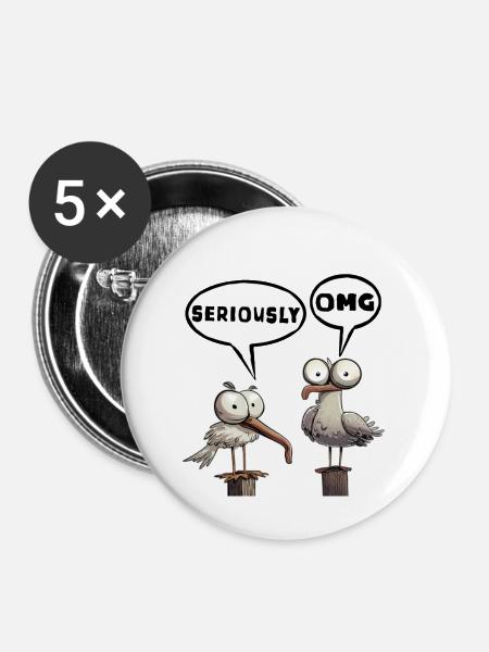 Omg, seriously, cool - Buttons mittel 32 mm (5er Pack) - Weiß