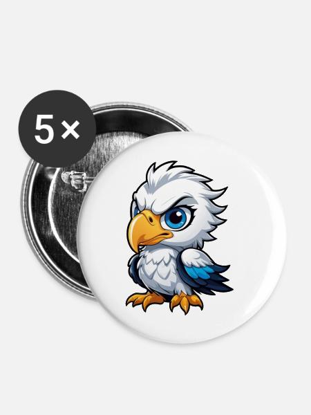 Cheeky Eagle Chick - Buttons mittel 32 mm (5er Pack) - Weiß