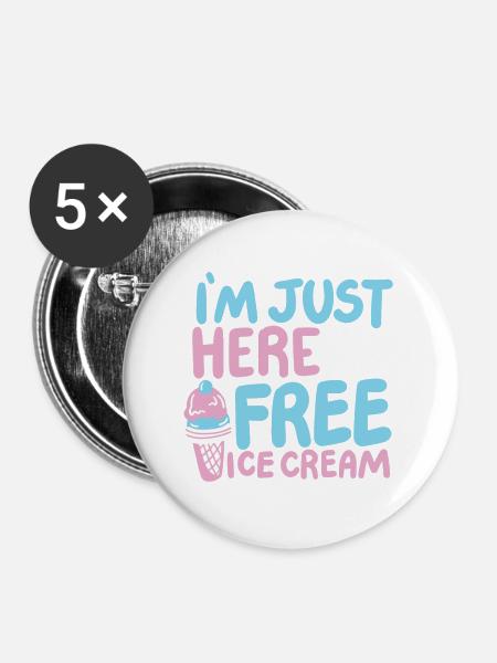 Eiscreme Eisliebhaber - Buttons mittel 32 mm (5er Pack) - Weiß