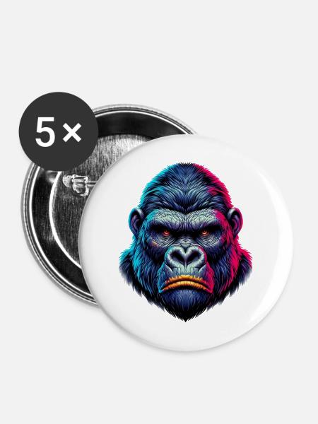 Gorilla - Buttons mittel 32 mm (5er Pack) - Weiß