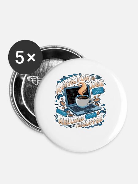 Aus Kaffee Code generieren Programmierer - Buttons mittel 32 mm (5er Pack) - Weiß