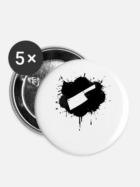 Hackbeil - Buttons mittel 32 mm (5er Pack) - Weiß
