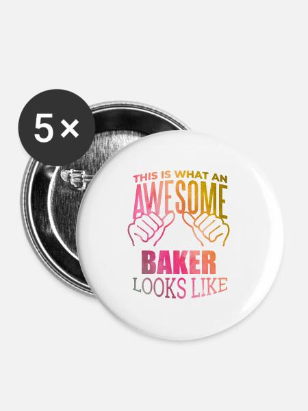 Backen, Backen, Backen, Backen - Buttons mittel 32 mm (5er Pack) - Weiß
