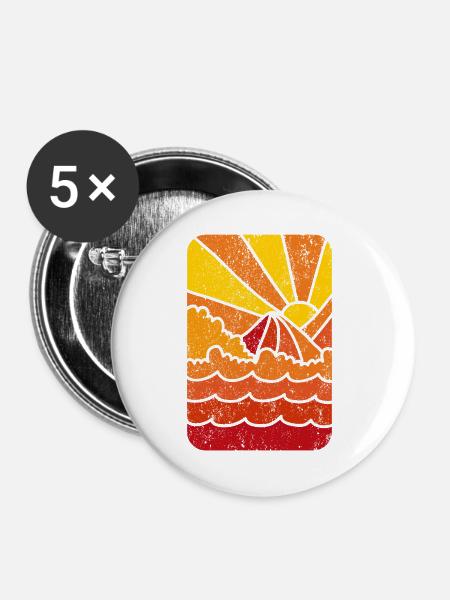 Retro Marine Sunset - Buttons mittel 32 mm (5er Pack) - Weiß