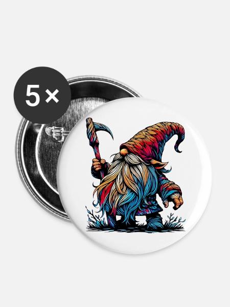 Gnom - Buttons mittel 32 mm (5er Pack) - Weiß