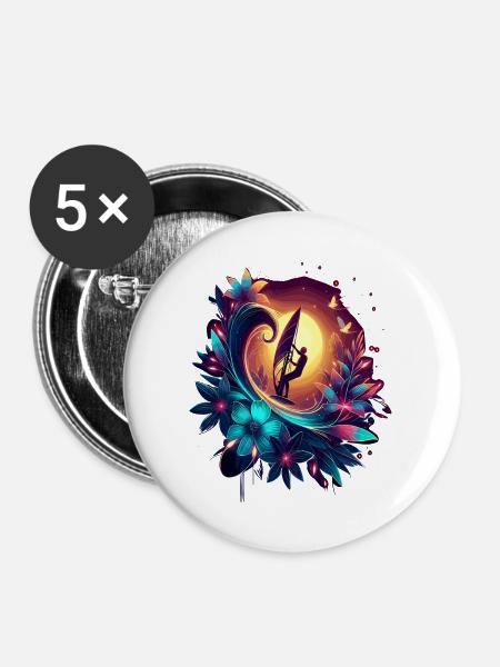 Surfer Windsurfing Enthusiasten - Buttons mittel 32 mm (5er Pack) - Weiß