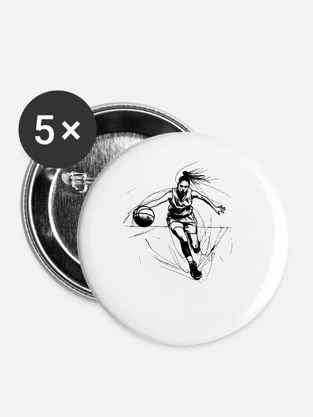 Weiblicher Basketballspieler - Buttons mittel 32 mm (5er Pack) - Weiß