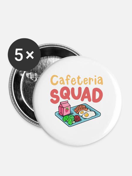 Cafeteria-Truppe - Buttons mittel 32 mm (5er Pack) - Weiß