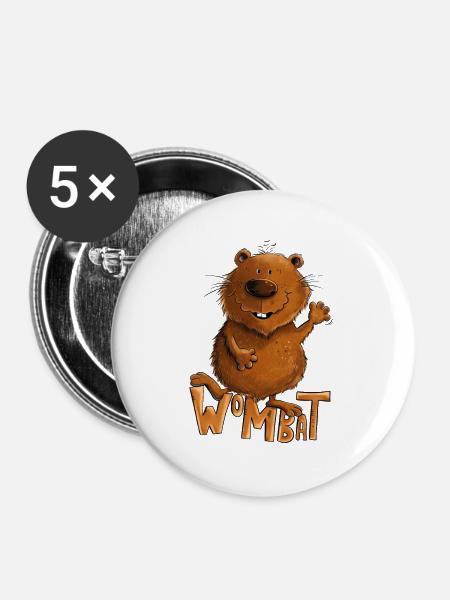 Kleiner Wombat - Buttons mittel 32 mm (5er Pack) - Weiß
