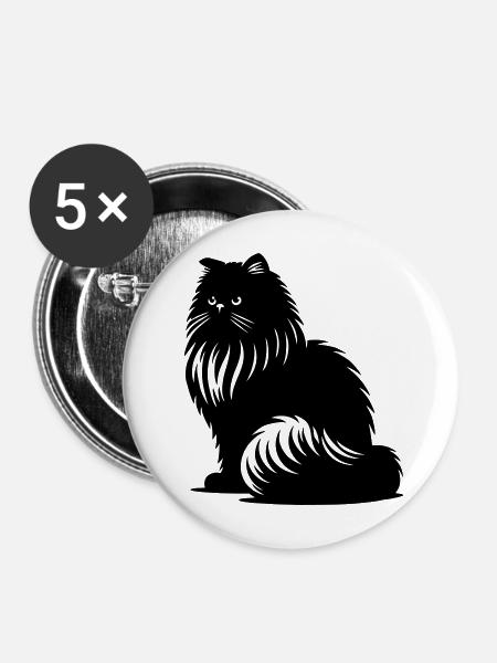 Perserkatze - Perser - Buttons mittel 32 mm (5er Pack) - Weiß