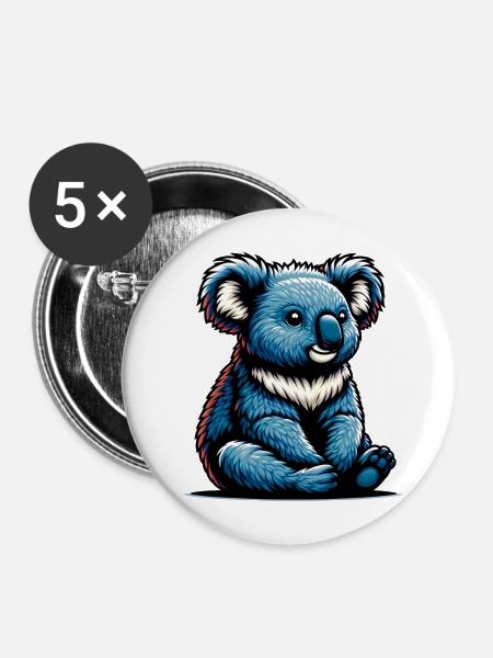 Koala - Buttons mittel 32 mm (5er Pack) - Weiß