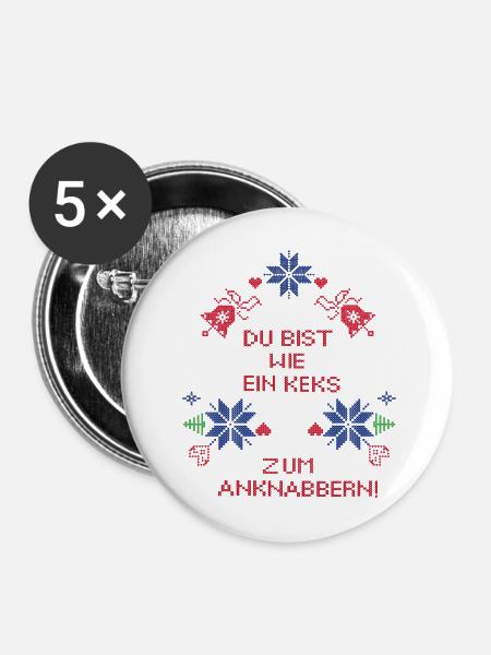 Advent, Pfefferkuchen - Buttons mittel 32 mm (5er Pack) - Weiß