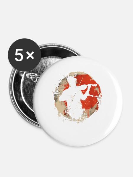 Geigenspieler Grafik - Buttons mittel 32 mm (5er Pack) - Weiß
