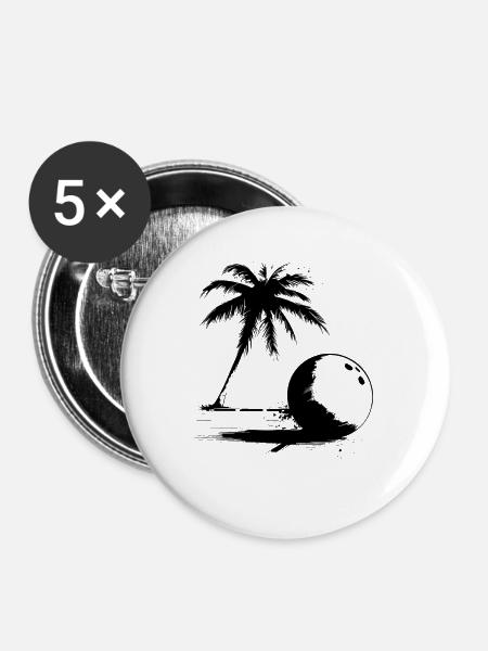 Bowling Skizze - Buttons mittel 32 mm (5er Pack) - Weiß