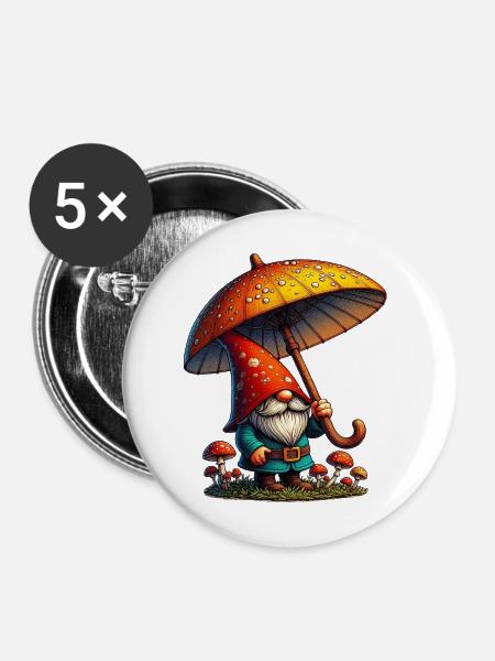 Gnom - Buttons mittel 32 mm (5er Pack) - Weiß