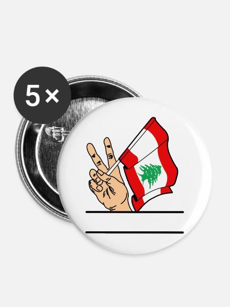Flagge Libanon Friedenszeichen Textraum - Buttons mittel 32 mm (5er Pack) - Weiß
