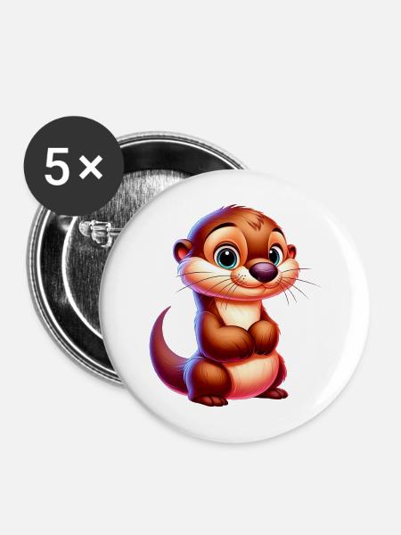 Otter - Buttons mittel 32 mm (5er Pack) - Weiß