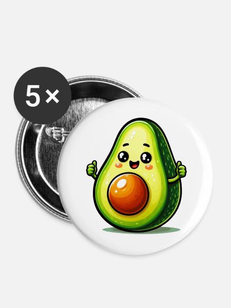 Avocado - Buttons mittel 32 mm (5er Pack) - Weiß