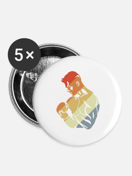 Retro Boxer - Buttons mittel 32 mm (5er Pack) - Weiß