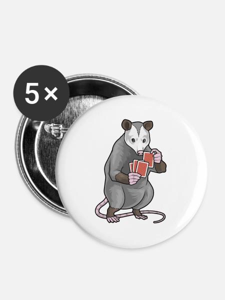 Beutelratte Poker Pokerkarten - Buttons mittel 32 mm (5er Pack) - Weiß
